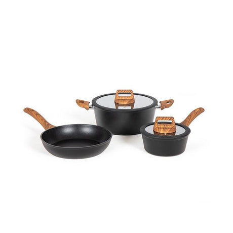 Batterie de cuisine - Induction - LIVOO - MEP147 - Aluminium antiadhésif - 5 pieces - 1 casserole Ř16 - 1 poele Ř24 - 1 faitout Ř24