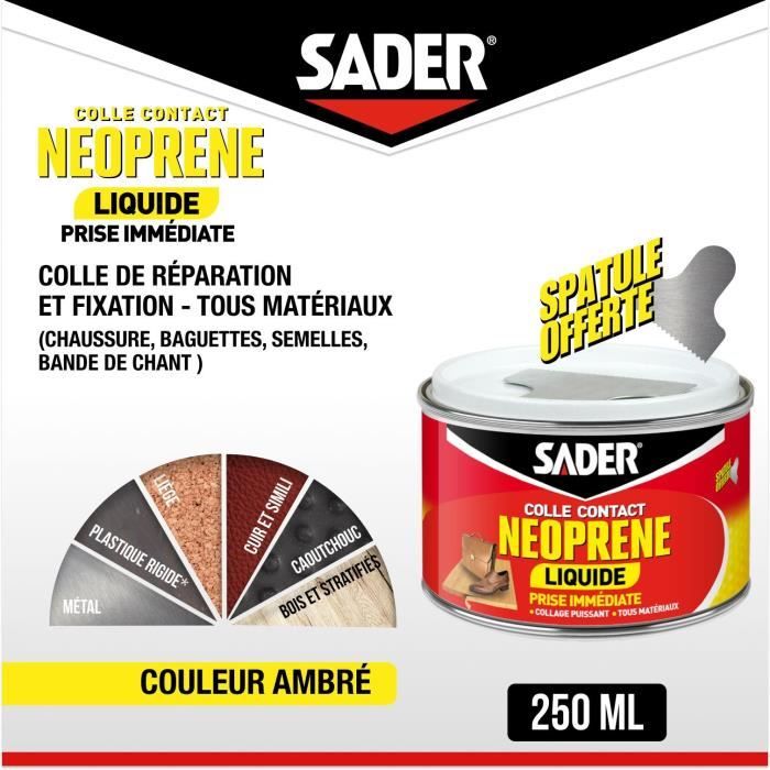 Colle contact néoprene liquide extra forte - SADER - Tous matériaux - Prise immédiate - Boîte 250 ml