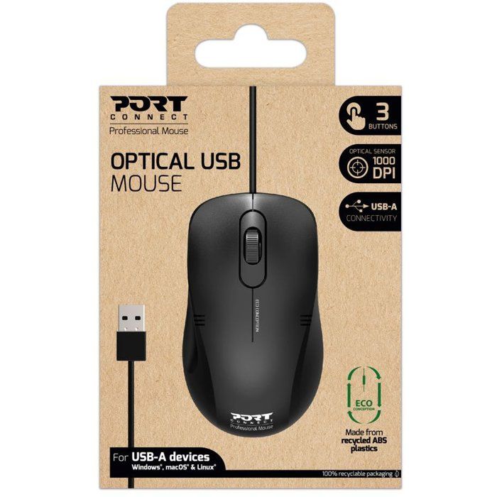 Souris filaire - PORT Designs - 900400-PRO - USB-A - Noir