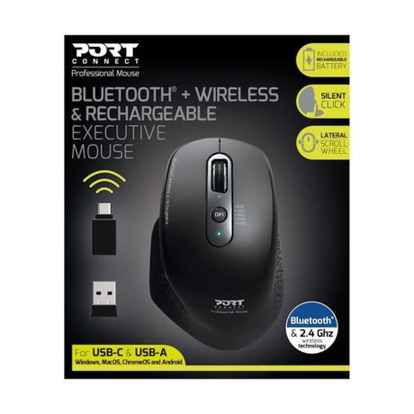 Souris sans fil - PORT DESIGNS - Bluetooth Office Executive rechargeable - 7 boutons - 3200 dpi