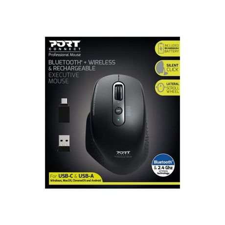 Souris sans fil - PORT DESIGNS - Bluetooth Office Executive rechargeable - 7 boutons - 3200 dpi