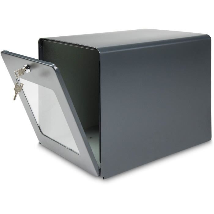 BURG WACHTER BoÓte aux lettres BalnÈaire en acier galvanisÈ - Porte arriere vitrÈe - Gris anthracite