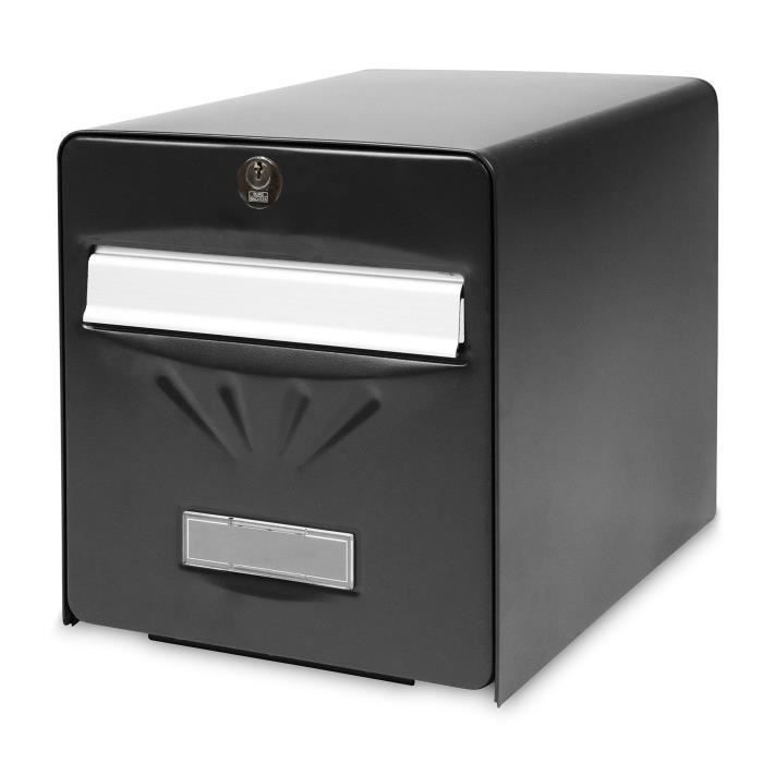 BURG WACHTER BoÓte aux lettres BalnÈaire en acier galvanisÈ - Porte arriere vitrÈe - Noir