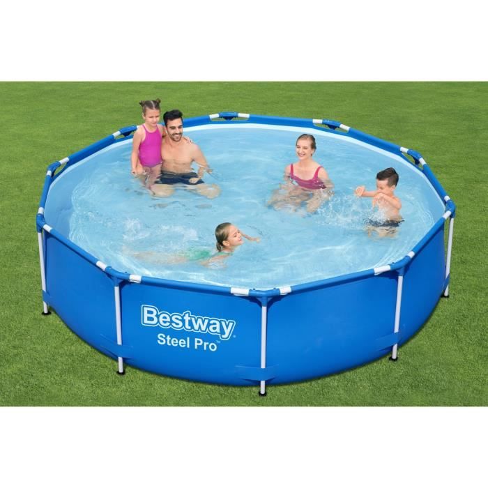 Kit Piscine hors sol tubulaire BESTWAY - Steel Pro - 305 x 76 cm - Ronde (Livrée avec pompe de filtration)