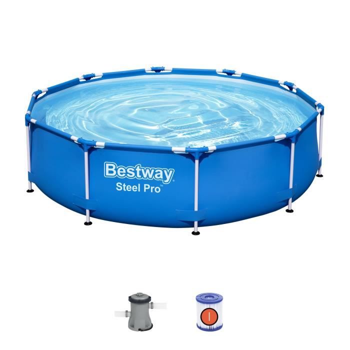 Kit Piscine hors sol tubulaire BESTWAY - Steel Pro - 305 x 76 cm - Ronde (Livrée avec pompe de filtration)