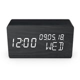 RÈveil 4 en 1 - EVOOM - WOOD - Noir - Horloge, Thermometre, Calendrier