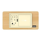 Réveil 4 en 1 - EVOOM - Modele WOOD - Horloge, Thermometre, Calendrier - Couleur Naturel - Radio numérique
