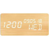 Réveil 4 en 1 - EVOOM - Modele WOOD - Horloge, Thermometre, Calendrier - Couleur Naturel - Radio numérique