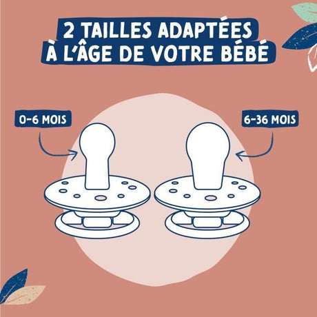 Duo sucettes caoutchouc - DODIE - GAIA - Ronde - 6/36 mois - Pleine nature