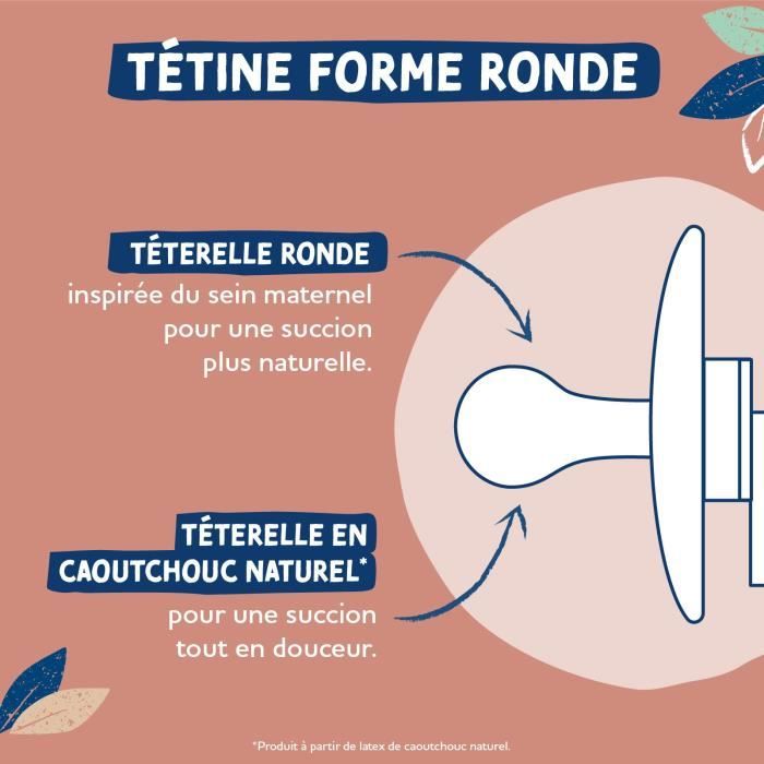 Duo sucettes caoutchouc - DODIE - GAIA - Ronde - 6/36 mois - Pleine nature