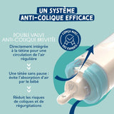 Biberon anti-colique - DODIE - Sensation+ - 150 ml - Tétine plate - 0-6 mois - Débit 1 - Vert