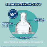 Biberon anti-colique - DODIE - Sensation+ - 150 ml - Tétine plate - 0-6 mois - Débit 1 - Vert