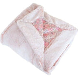 Couverture enfant en liberty et fausse fourrure - Rose - 75 x 100 cm