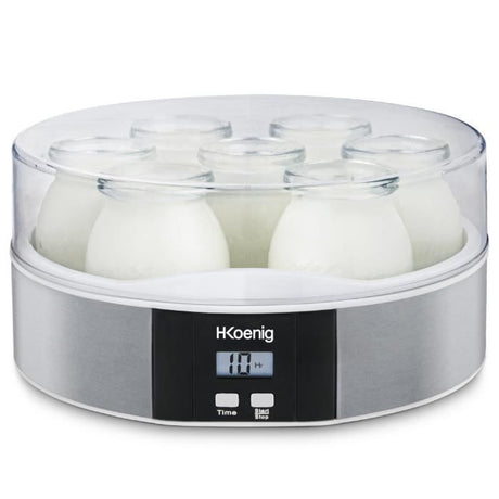 Yaourtiere HKoeNIG - ELY70 - Capacité 7 pots de 160ml - Programmable jusqu'a 15h - 15W