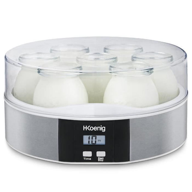 Yaourtiere HKoeNIG - ELY70 - Capacité 7 pots de 160ml - Programmable jusqu'a 15h - 15W