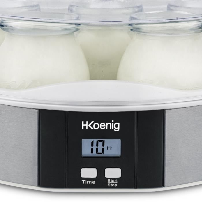 Yaourtiere HKoeNIG - ELY70 - Capacité 7 pots de 160ml - Programmable jusqu'a 15h - 15W