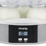 Yaourtiere HKoeNIG - ELY70 - Capacité 7 pots de 160ml - Programmable jusqu'a 15h - 15W
