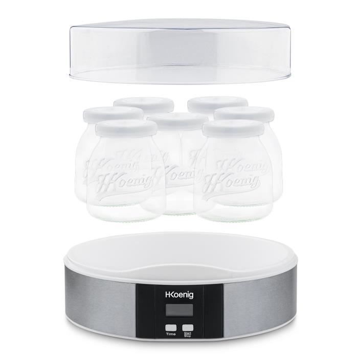 Yaourtiere HKoeNIG - ELY70 - Capacité 7 pots de 160ml - Programmable jusqu'a 15h - 15W