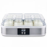 Yaourtiere HKoeNIG - ELY120 - Capacité 12 pots en verre de 160ml + 1 pot a fromage blanc (1,2L) - Programmable jusqu'a 15h - 15W