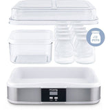 Yaourtiere HKoeNIG - ELY120 - Capacité 12 pots en verre de 160ml + 1 pot a fromage blanc (1,2L) - Programmable jusqu'a 15h - 15W