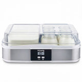 Yaourtiere HKoeNIG - ELY120 - Capacité 12 pots en verre de 160ml + 1 pot a fromage blanc (1,2L) - Programmable jusqu'a 15h - 15W