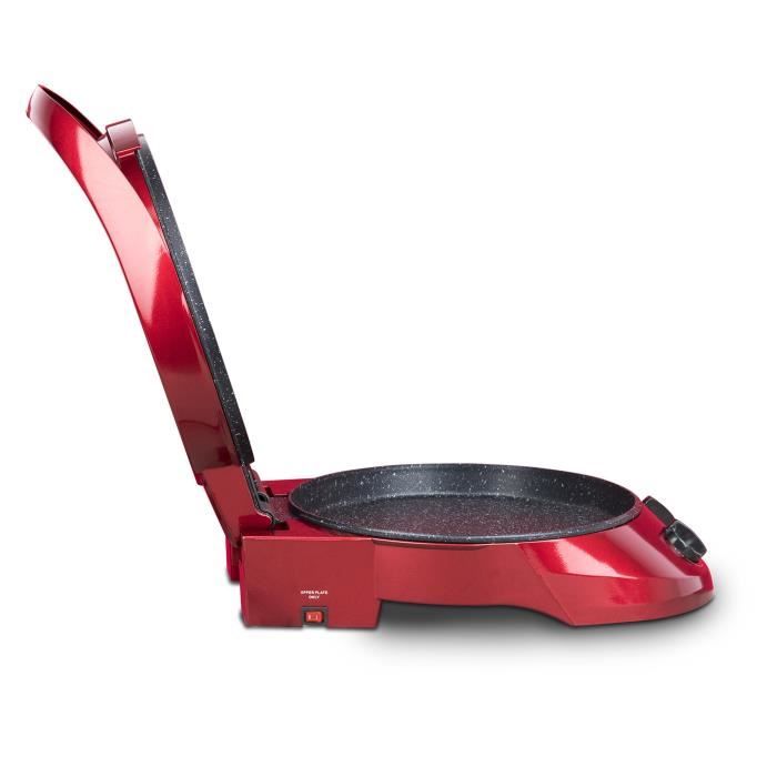 Appareil a tarte express HKoeNIG - TRT180 - Four a Pizza - Multicuiseur Multifonction - Température jusqu'a 210°C - Rouge - 1800W