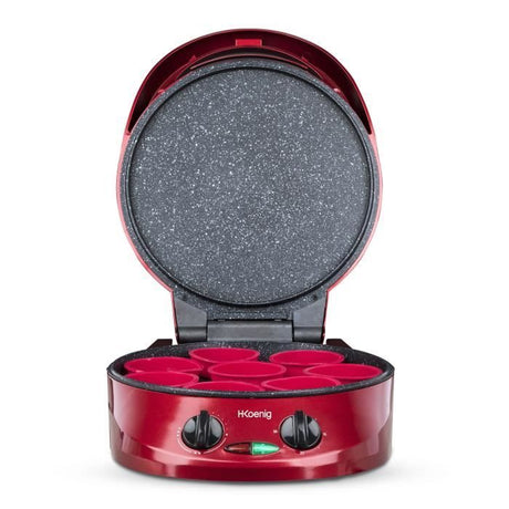 Appareil a tarte express HKoeNIG - TRT180 - Four a Pizza - Multicuiseur Multifonction - Température jusqu'a 210°C - Rouge - 1800W