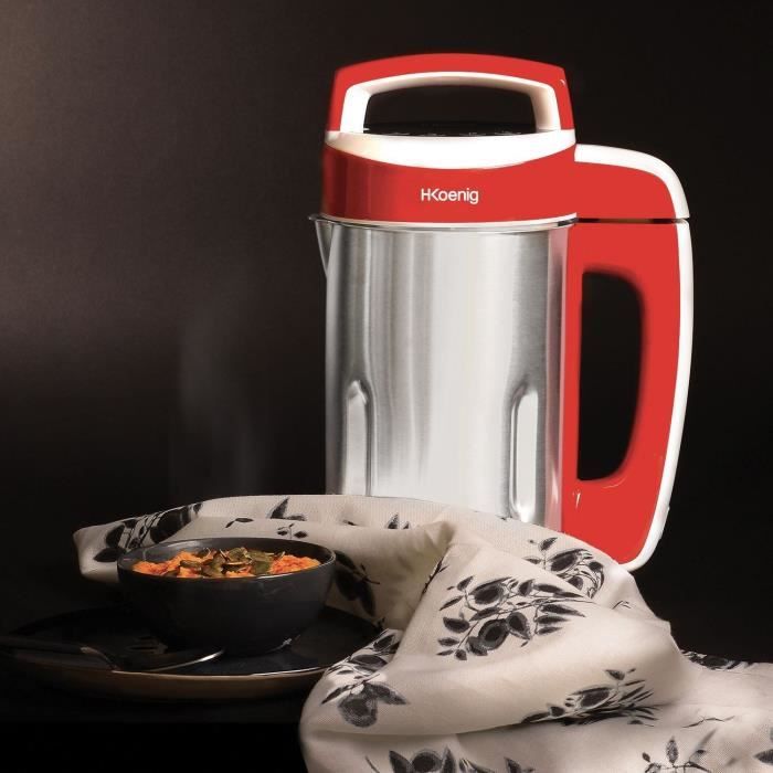 Blender chauffant - H.Koenig - MXC18 - 850 W - 1,1 L - Inox - 2 programmes de cuisson - rouge