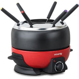 Appareil a fondue HKoeNIG - ALP1800 - Jusqu'a 6 personnes - Capacité 2L - Thermostat réglable jusqu'a 190°C - 800W - Rouge/Noir