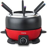 Appareil a fondue HKoeNIG - ALP1800 - Jusqu'a 6 personnes - Capacité 2L - Thermostat réglable jusqu'a 190°C - 800W - Rouge/Noir