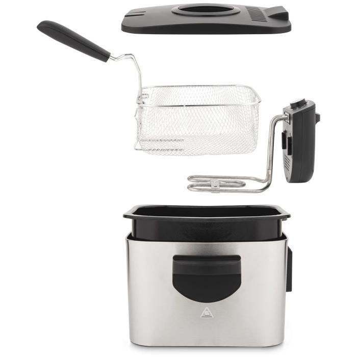 HKoeNIG DFX500 - Friteuse ÈlÈctrique - 3 L - 2200W - TempÈrature rÈglable - Corps en acier inoxydable - Panier amovible