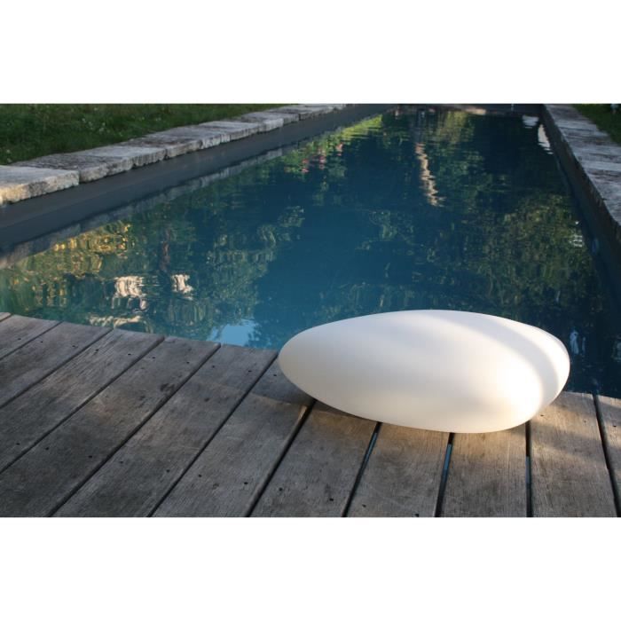 Galet solaire lumineux - Luna - Blanc - 64x39x21 cm - LED intégrée - Décoration jardin