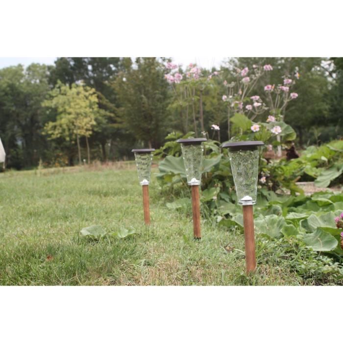 Lot de 3 balises solaires - Canopo - 20 lumens - Beige