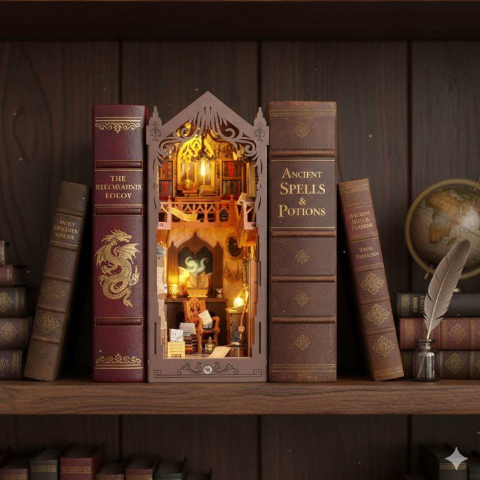 Book Nook - Kit DIY a construire Maquette 3D Serre Livre - Librairie Magique Creanook - 11 x 18 x 26 cm
