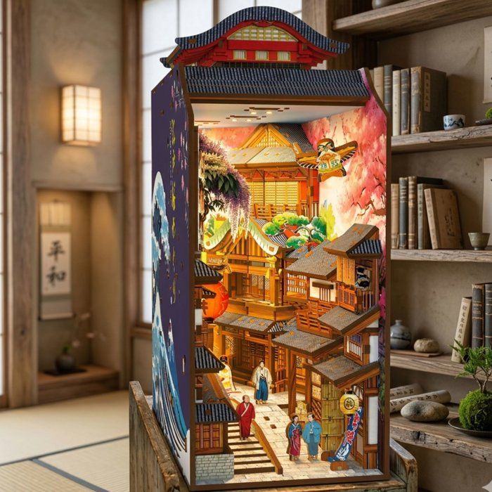 Book Nook - Kit DIY a construire Maquette 3D Serre Livre - Ruelle Japonaise Nookland - 10 x 19 x 24 cm