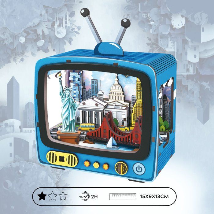 Book Nook - Kit DIY a construire Maquette 3D Serre Livre - TV New York - 12,5 x 8 x 13 cm
