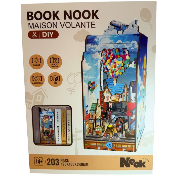 Book Nook - Kit DIY a construire Maquette 3D Serre Livre - Maison volante Nookland - 10 x 19 x 24 cm