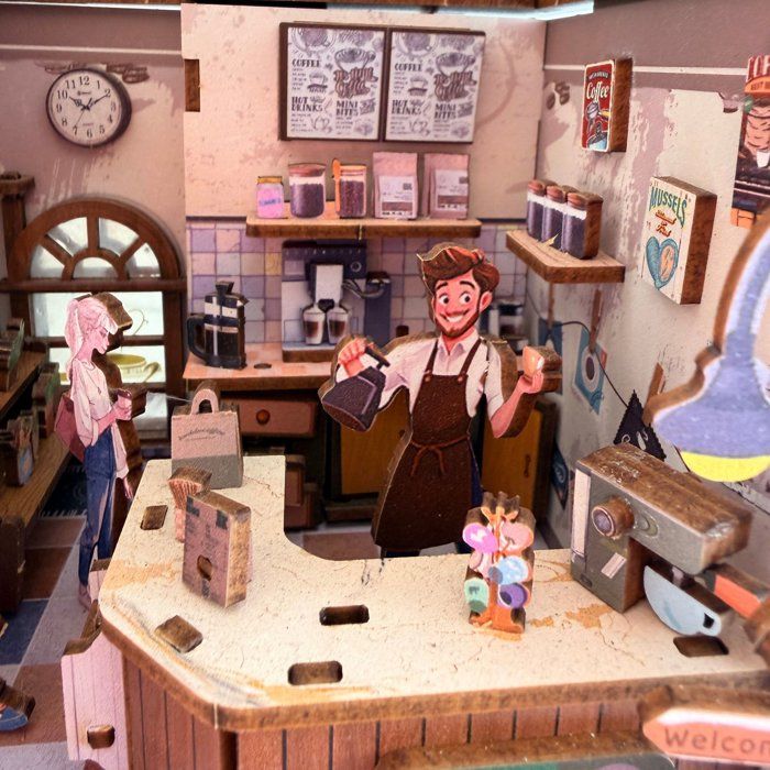 Book Nook - Kit DIY a construire Maquette 3D Serre Livre - Coffee Shop Nookland - 16 x 14 x 16 cm