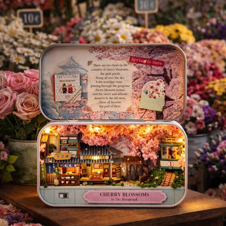Book Nook - Kit DIY a construire Maquette 3D Serre Livre - Sakura Box Creanook - 14 x 16 x 2,5 cm