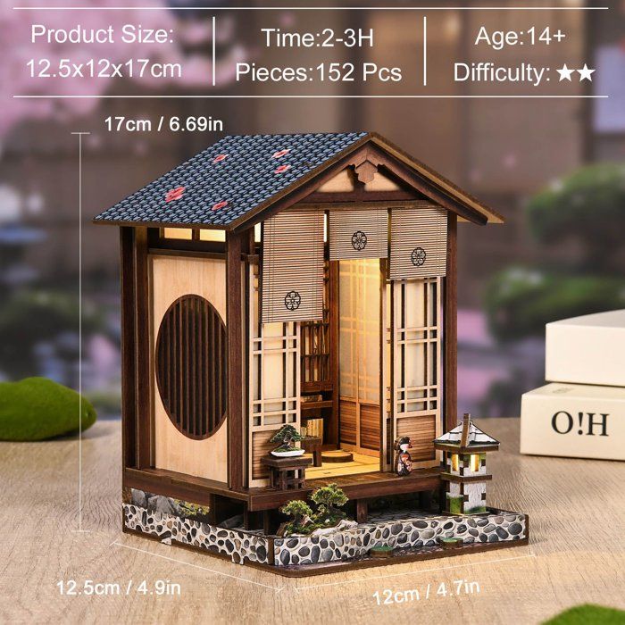 Book Nook - Kit DIY a construire Maquette 3D Serre Livre - Zen house Nookland - 12,5 x 12 x 17 cm