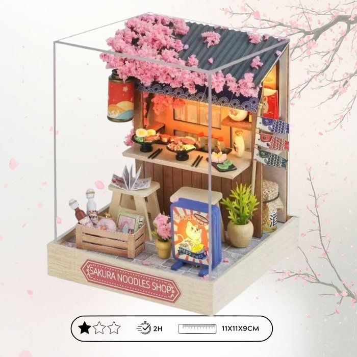 Book Nook - Kit DIY a construire Maquette 3D Serre Livre - Sakura Noodles Creanook - 11 x 9 x 11 cm