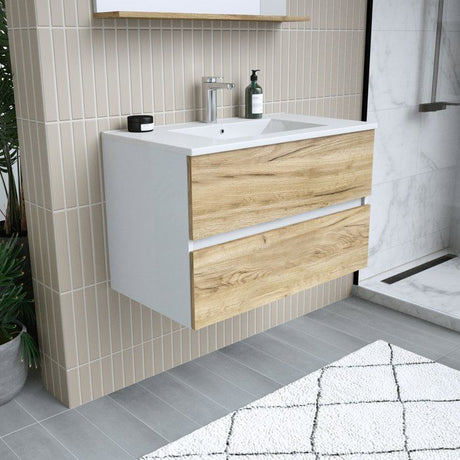Ensemble meuble de salle de bain - Vasque - Bois - L80 x P45 x H50 cm - Miroir - MONZA