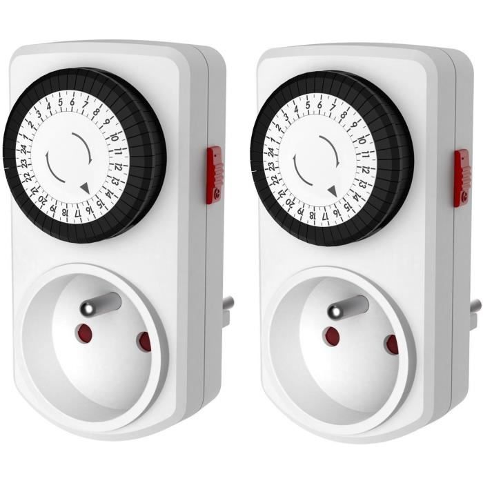 Mini programmateur mécanique journalier - GAO - 3680 W - 48 programmes - Blanc
