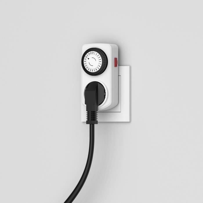 Minuterie compacte mécanique - GAO - Programmateur 3680W - 16A - 96 commutations/jour - Blanc