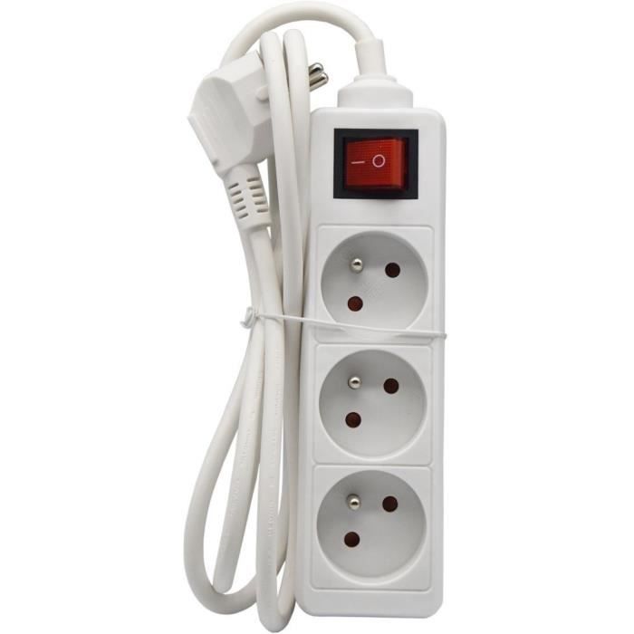 Bloc ménager - GAO - 3 prises 2P+T - Avec interrupteur, conforme NF