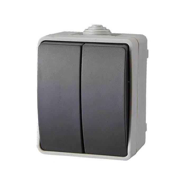 Interrupteur - Aquatop - Double va et vient - IP54 - 2 boutons - Utilisation extérieure