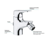 Mitigeur monocommande bidet - GROHE - Start Flow - Hauteur sous bec 46mm - Economie d'eau - Chromé