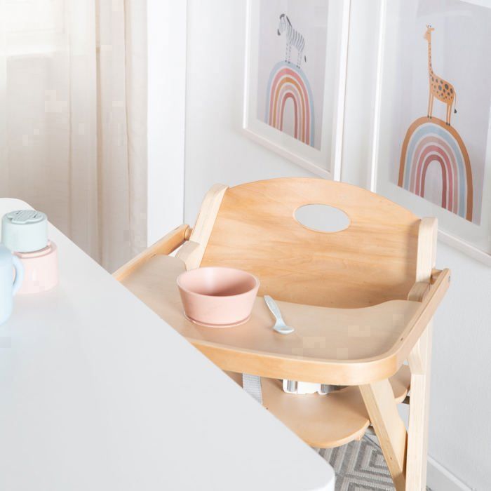 Chaise haute pliable - ROBA - FOLD UP SMART - Plateau repas + harnais de sécurité - Bois naturel