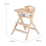 Chaise haute pliable - ROBA - FOLD UP SMART - Plateau repas + harnais de sécurité - Bois naturel