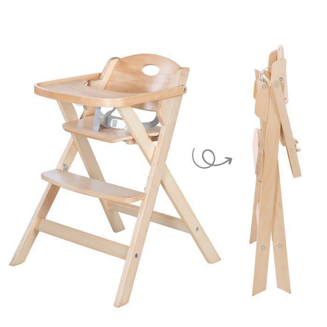 Chaise haute pliable - ROBA - FOLD UP SMART - Plateau repas + harnais de sécurité - Bois naturel
